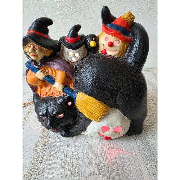Vintage ceramic Halloween light up cat witch ghost Halloween decor table top sca - Picture 11 of 12